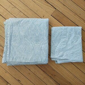 Lauren Ralph Lauren Full Double Flat Sheet Pillow Case Set Blue Paisley